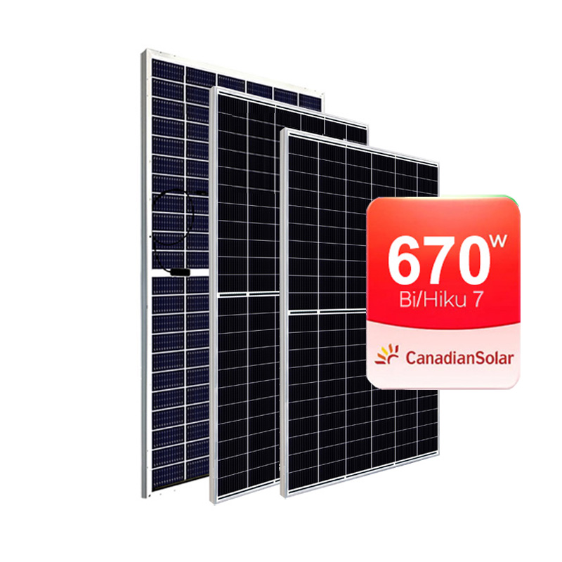 Canadian Tier 1 Brand BiHiKu7 Series Bifacial 210mm 640Wp 650Wp 660Wp 670Wp Solar Panel PV Module 580Wp 585Wp 590Wp 595Wp 600Wp