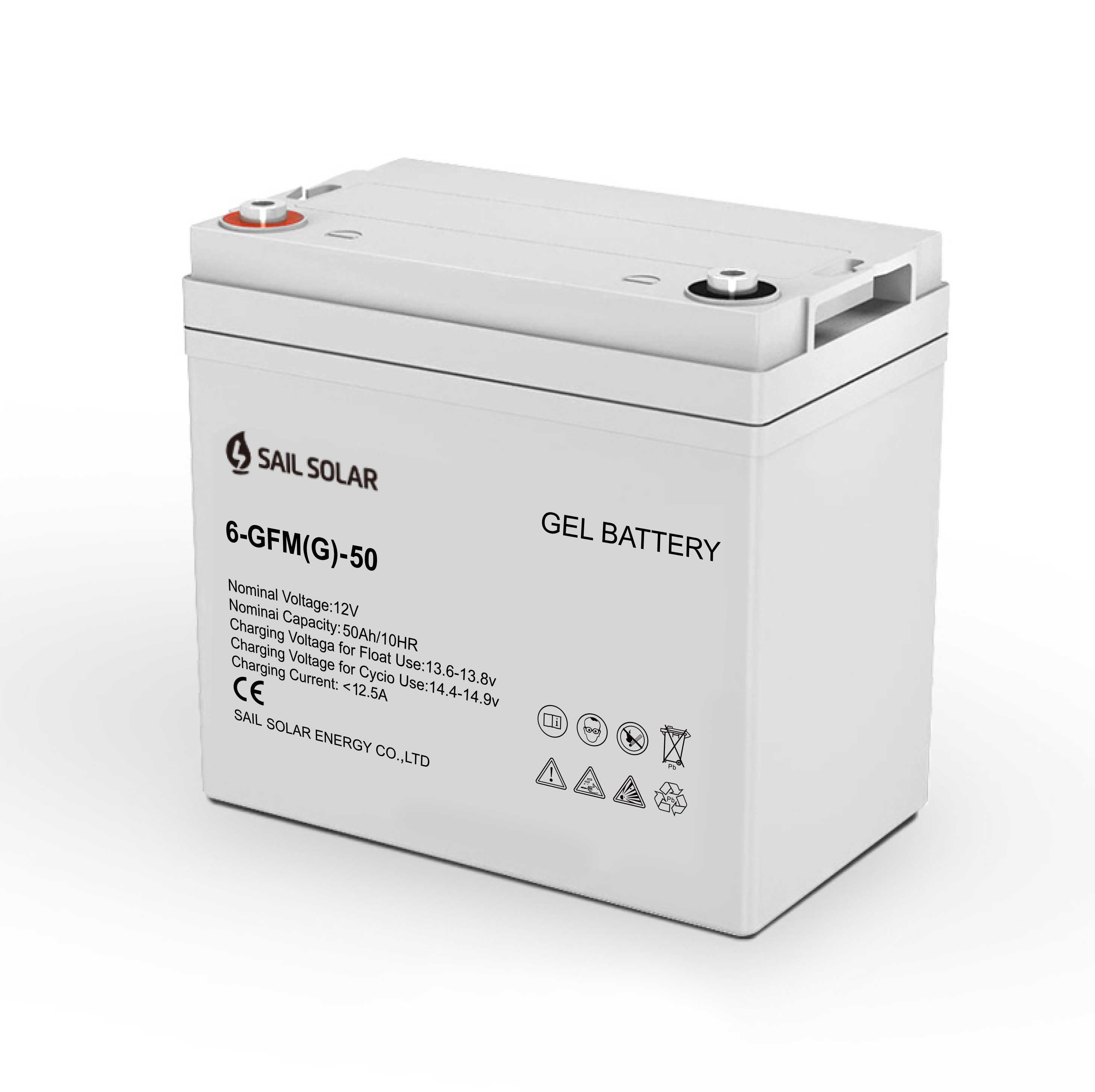 12V 50Ah Gel Lead Acid Deep Cycle Battery For Solar Storage Use