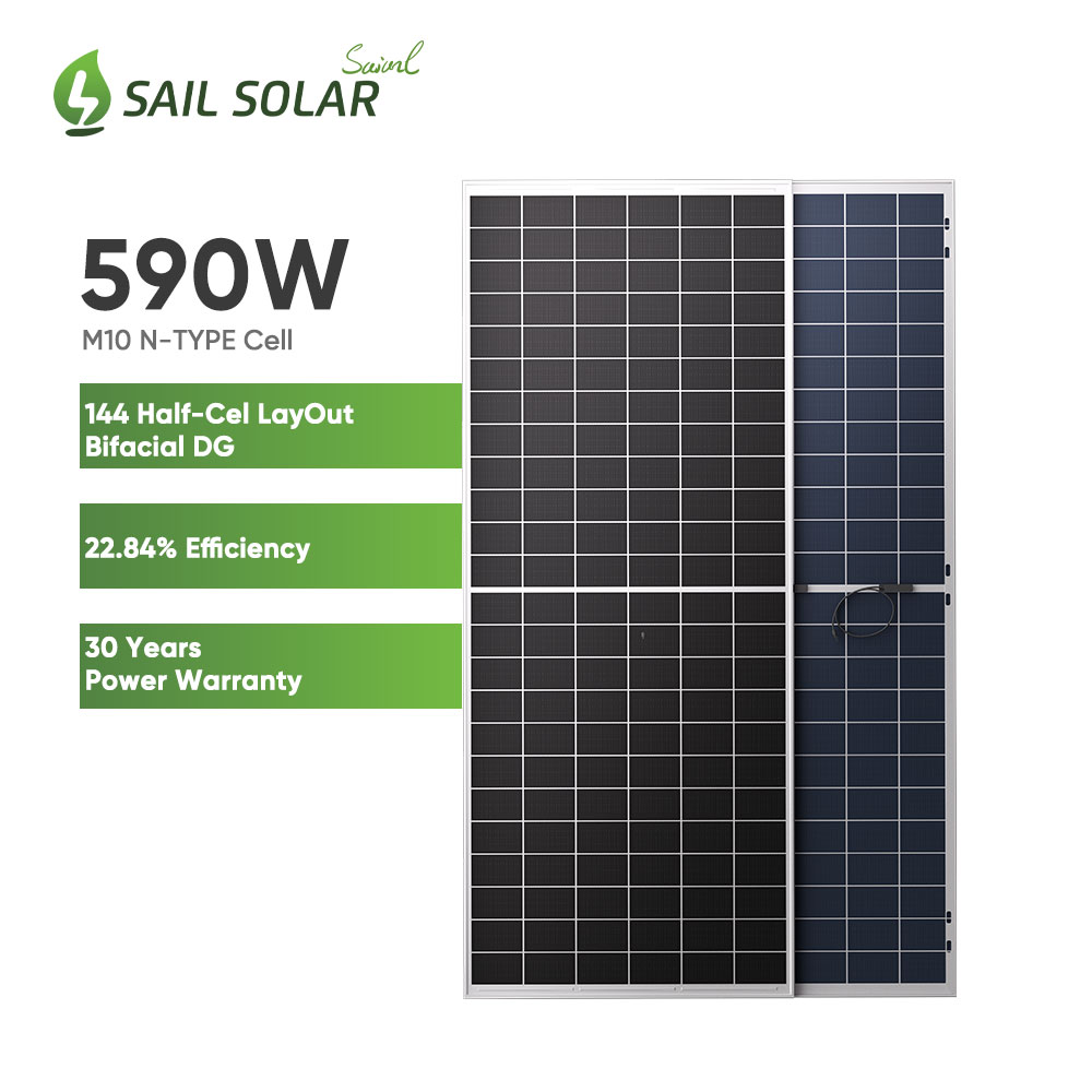 N Type Bifacial Dual Glass 580W 585W 590W 595W 600w Photovoltaic Solar Panel Module