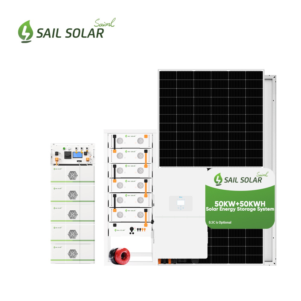 High Quality 50KW On/Off Grid Hybrid Solar System for Commercial Energy Storage System Solution